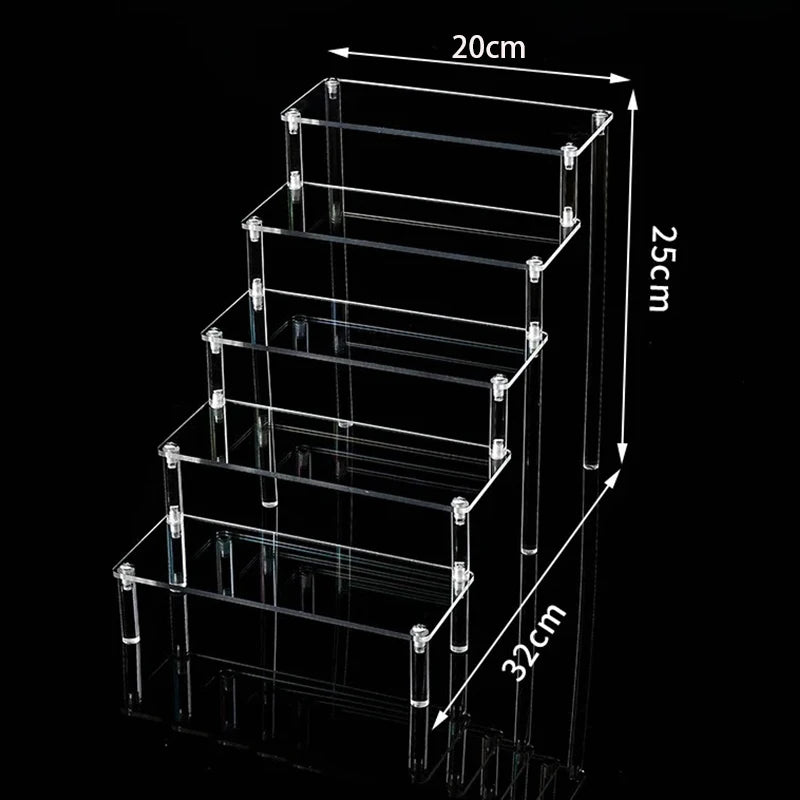 D5208-2008-5T Color Acrylic Tiered Display Stand – Transparent Organizer Rack
