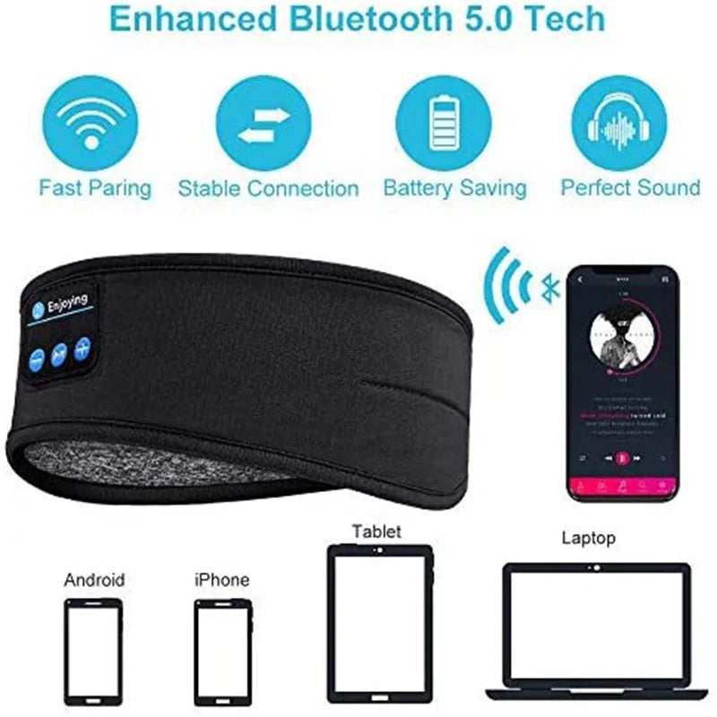 Bluetooth Sleep Headband Headphones Eye Mask With Mic