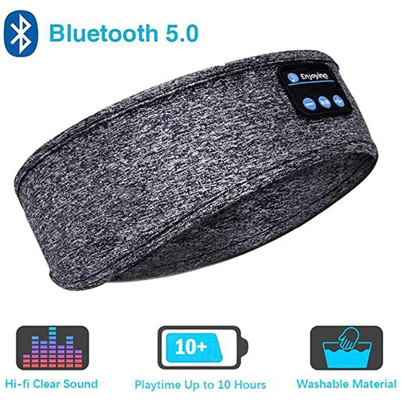 Gray Headband Color Bluetooth Sleep Headband Headphones Eye Mask With Mic