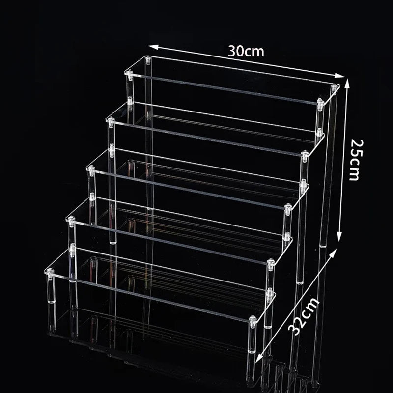 D5208-3008-5T Color Acrylic Tiered Display Stand – Transparent Organizer Rack