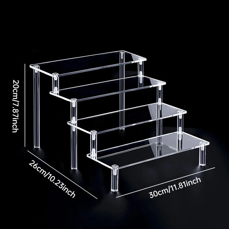 D5208-3008-4T Color Acrylic Tiered Display Stand – Transparent Organizer Rack