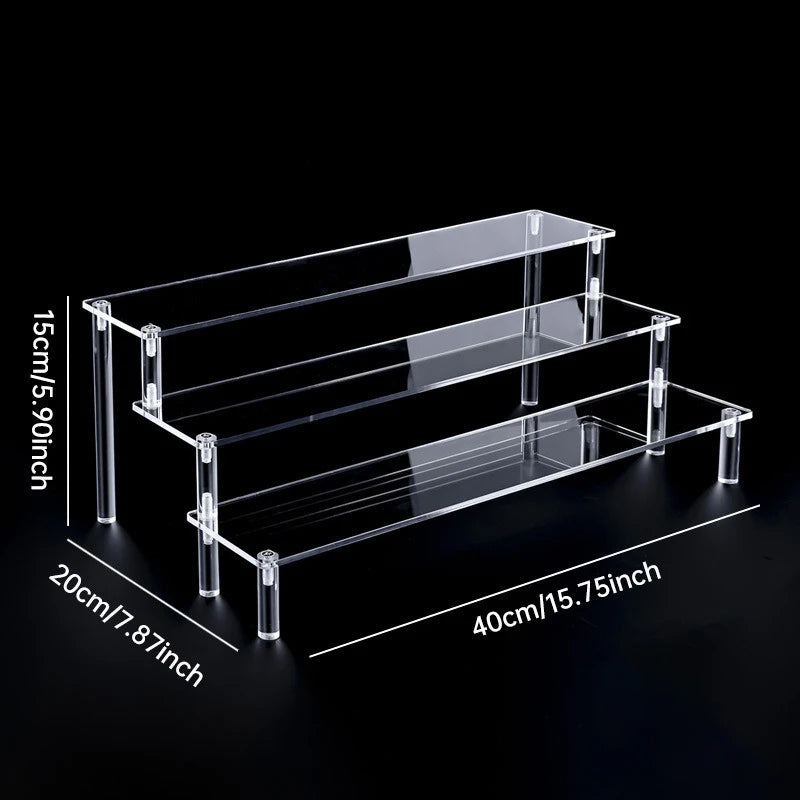D5208-4008-3T Color Acrylic Tiered Display Stand – Transparent Organizer Rack