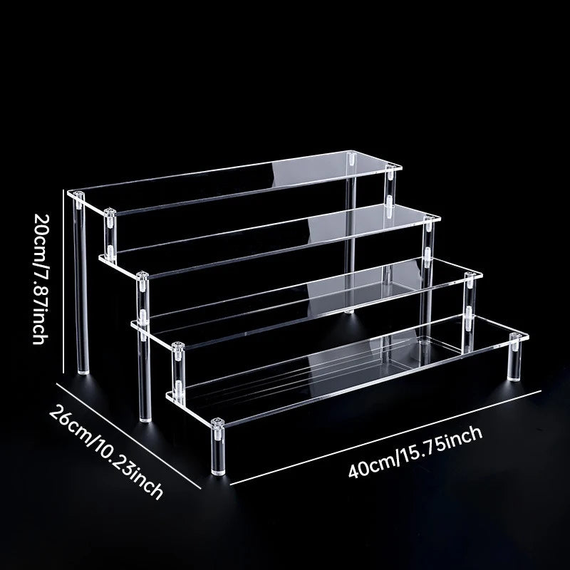 D5208-4008-4T Color Acrylic Tiered Display Stand – Transparent Organizer Rack