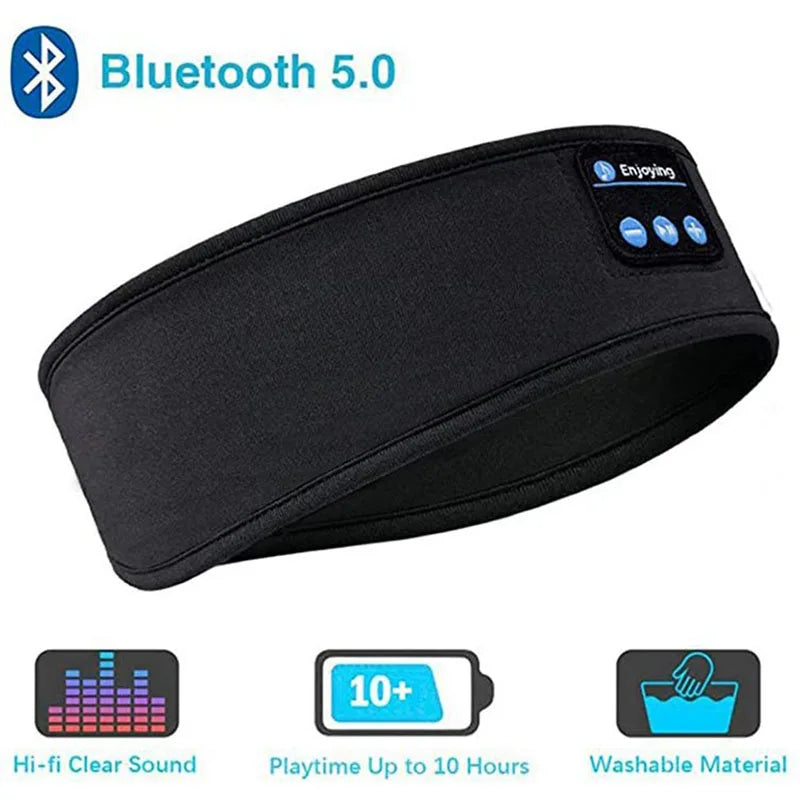 Black Headband Color Bluetooth Sleep Headband Headphones Eye Mask With Mic