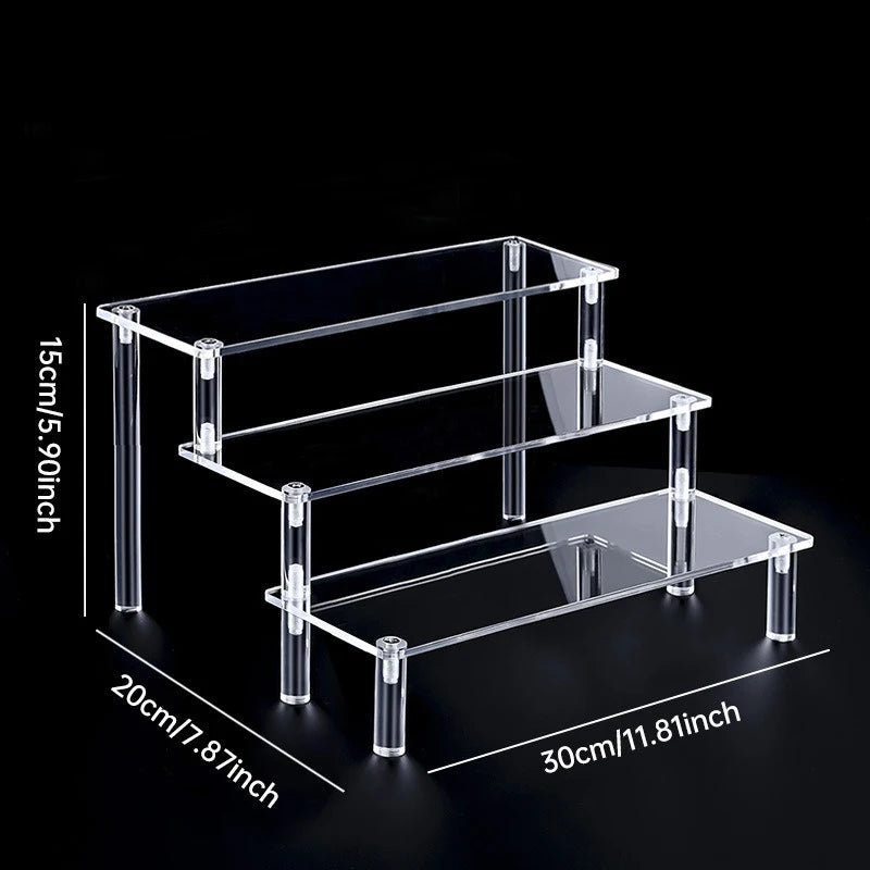 D5208-3008-3T Color Acrylic Tiered Display Stand – Transparent Organizer Rack