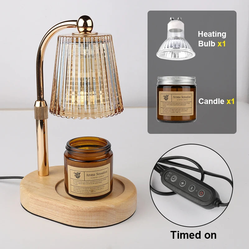 With candle Set C Emitting Color Dimmable Candle Warmer Lamp With Timer For Cozy Decor