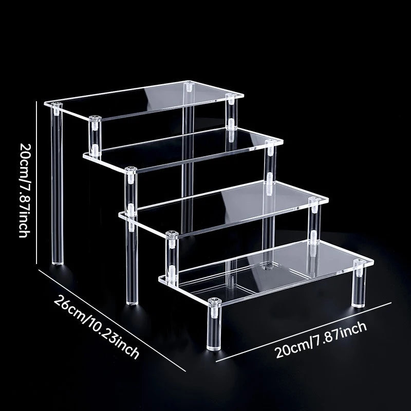 D5208-2008-4T Color Acrylic Tiered Display Stand – Transparent Organizer Rack