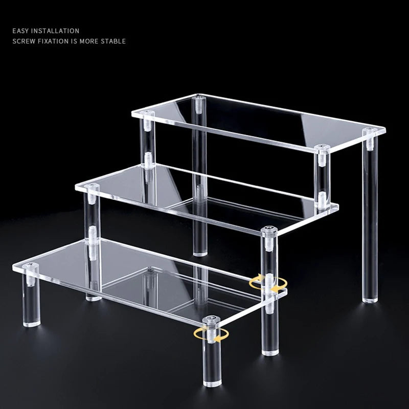 Acrylic Tiered Display Stand – Transparent Organizer Rack